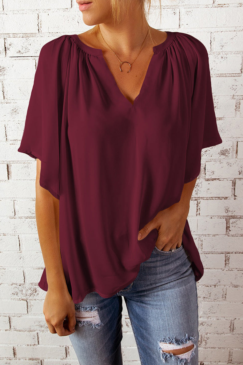 Samara T-Shirt Femme – Haut Décontracté à Manches Courtes en Maille Douce et Coupe Ample