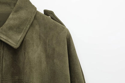 Isla Veste Femme en Daim – Blouson Oversize Élégant avec Coupe Moderne & Confort Doux