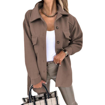 Kayleigh Surchemise Femme – Beige Oversize à Coupe Droite, Style Chic & Décontracté
