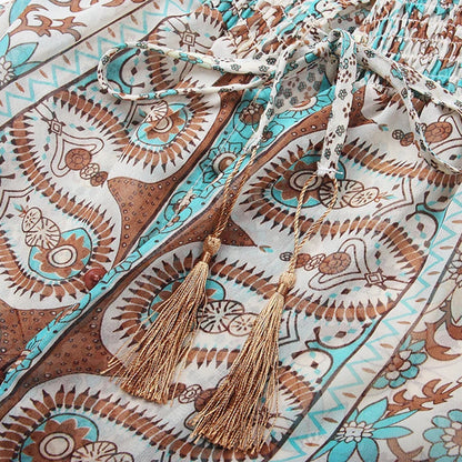 Azaria Robe Longue Bohème – Robe Maxi Femme avec Motif Paisley et Style Fluide Chic