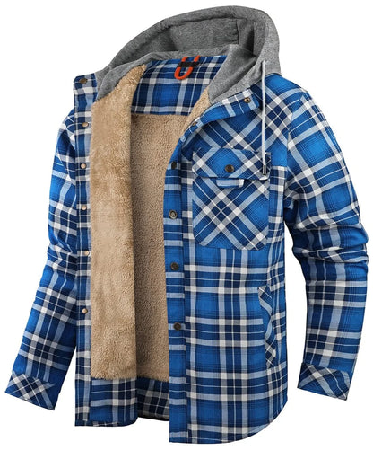 Kyle Veste Homme à Carreaux – Chaude, Élégante avec Capuche Ajustable & Doublure Confortable
