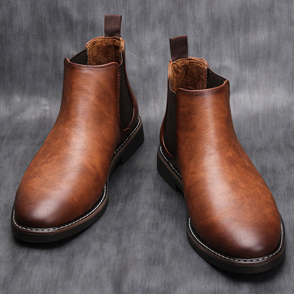 Lucio Bottes Élégantes en Cuir pour Homme – Bottes Mi-Hautes d’Automne à Bout Pointu