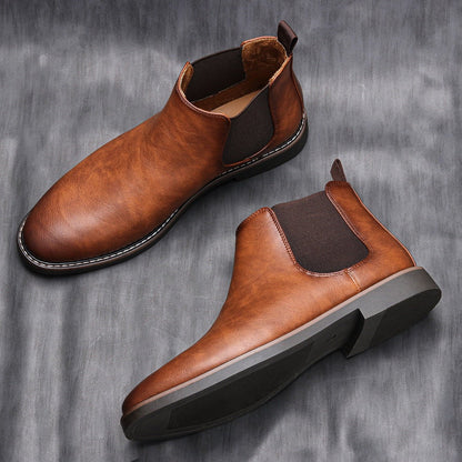 Lucio Bottes Élégantes en Cuir pour Homme – Bottes Mi-Hautes d’Automne à Bout Pointu
