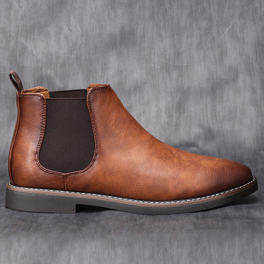 Lucio Bottes Élégantes en Cuir pour Homme – Bottes Mi-Hautes d’Automne à Bout Pointu