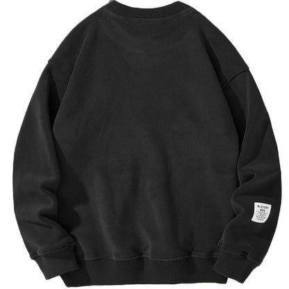 Casual Round Neck Sweater with Embroidered Letters for Men