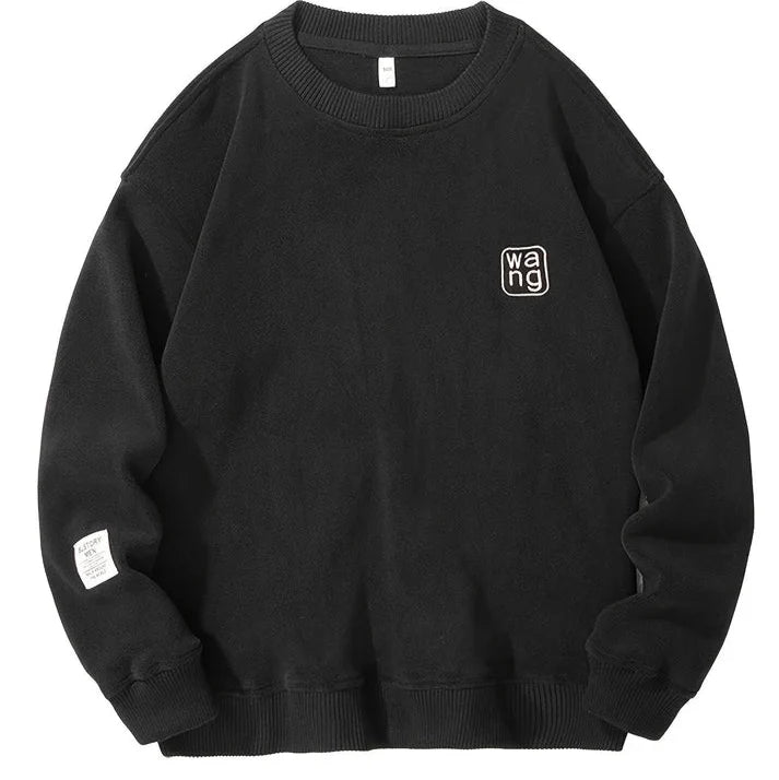 Casual Round Neck Sweater with Embroidered Letters for Men