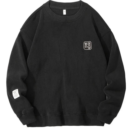Casual Round Neck Sweater with Embroidered Letters for Men