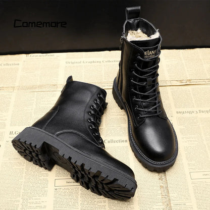 Daisy Bottes de Combat Femme – Chaudes Bottes Hiver à Lacets avec Doublure Fausse Fourrure