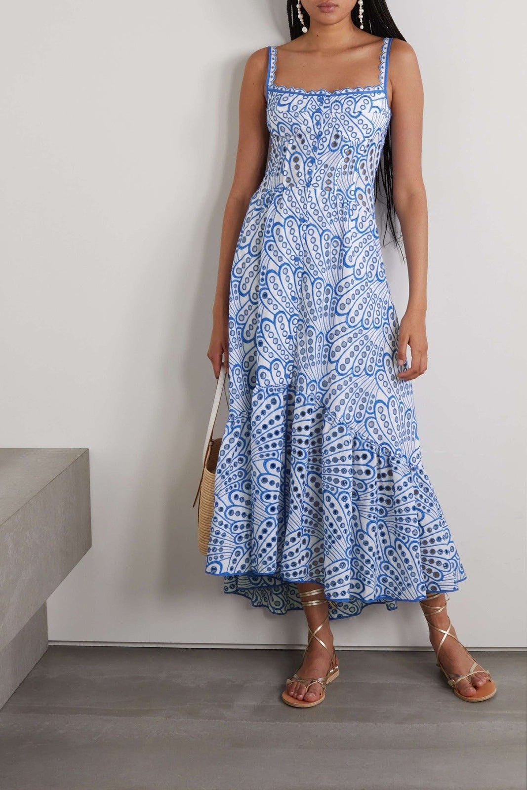 Brylene Robe Maxi Femme – Broderie en Coton, Look Bohème Estival & Confort Aérien