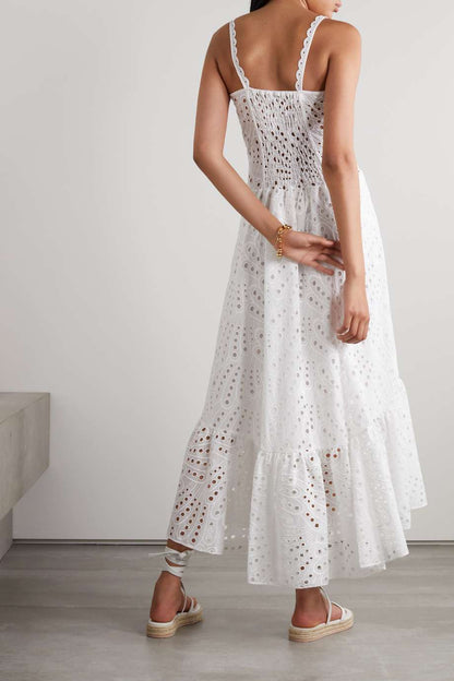 Brylene Robe Maxi Femme – Broderie en Coton, Look Bohème Estival & Confort Aérien
