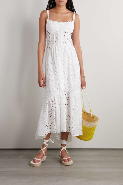 Brylene Robe Maxi Femme – Broderie en Coton, Look Bohème Estival & Confort Aérien