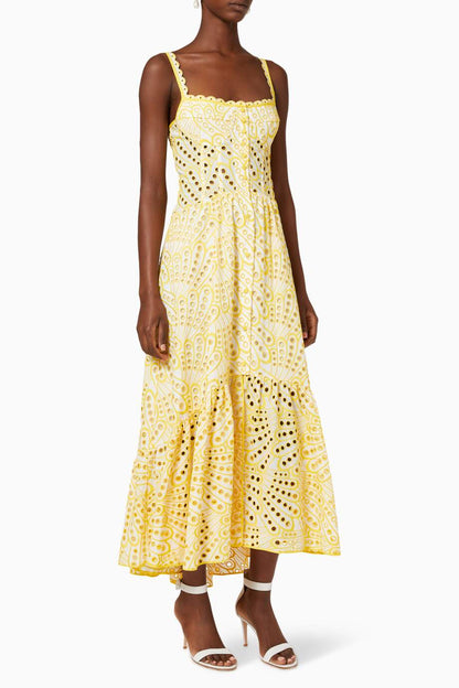 Brylene Robe Maxi Femme – Broderie en Coton, Look Bohème Estival & Confort Aérien