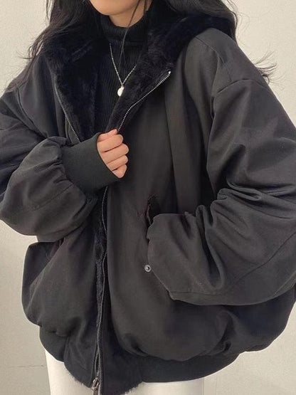 Daniela Veste Teddy Oversize Femme – Bomber Doux Réversible avec Poches & Style Streetwear