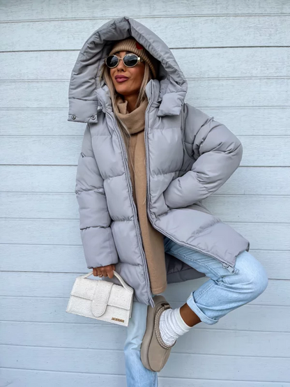 Sheila Manteau Femme d’Hiver – Chaud, Épais avec Capuche Intégrée & Fermeture Éclair