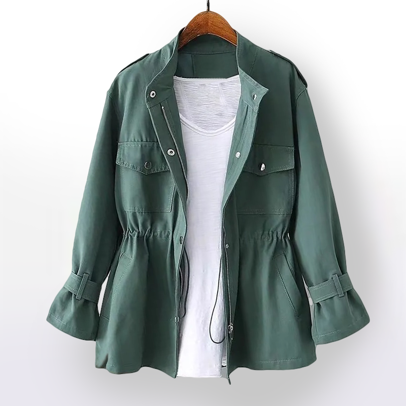 Julie Femme Imperméable Coton Ciré – Manteau Étanche Élégant & Léger pour Mi-Saison