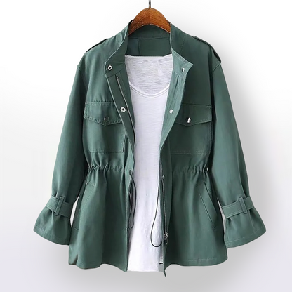 Julie Femme Imperméable Coton Ciré – Manteau Étanche Élégant & Léger pour Mi-Saison