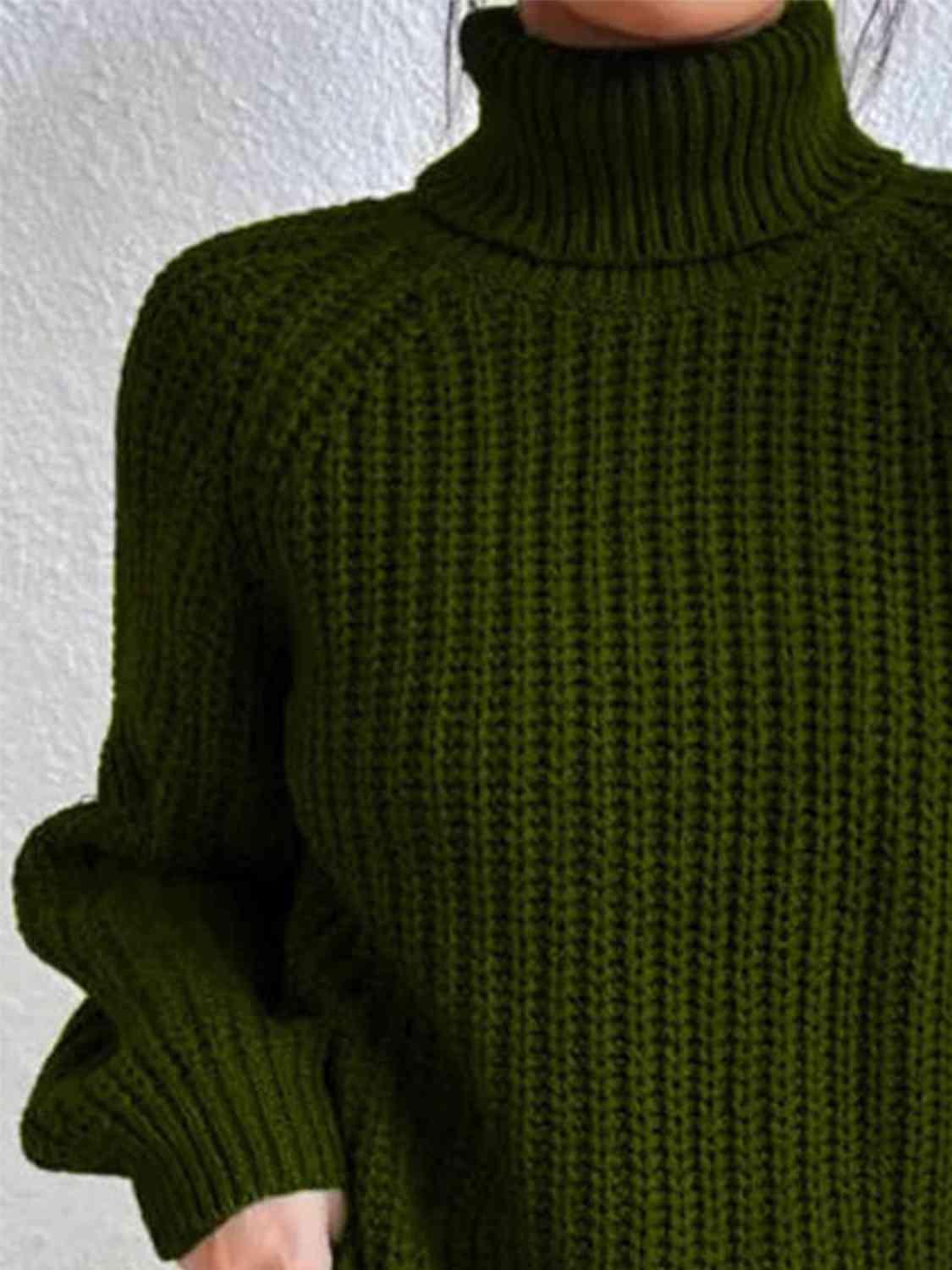 Angela Pull Femme – Pull à Col Roulé Côtelé avec Fente Latérale Chic pour Automne/Hiver Élégant