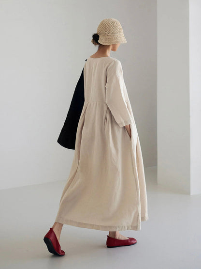 Cielo Long Dress for Women – Lightweight Linen, Natural Comfort & Elegant Minimalist Style