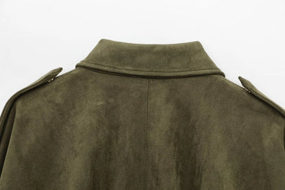 Isla Veste Femme en Daim – Blouson Oversize Élégant avec Coupe Moderne & Confort Doux