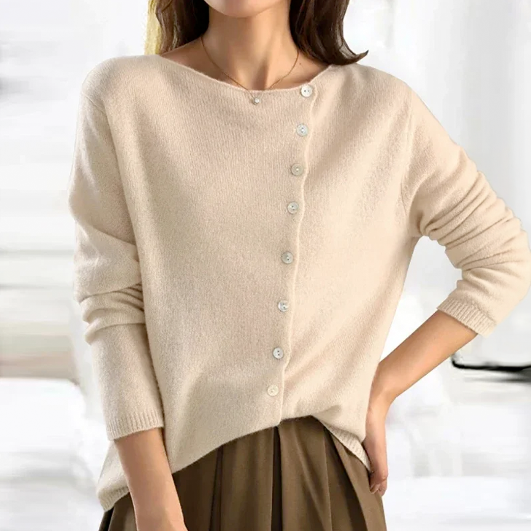 Heather Cardigan Femme – Gilet Élégant en Laine Douce avec Fermeture Latérale Chic