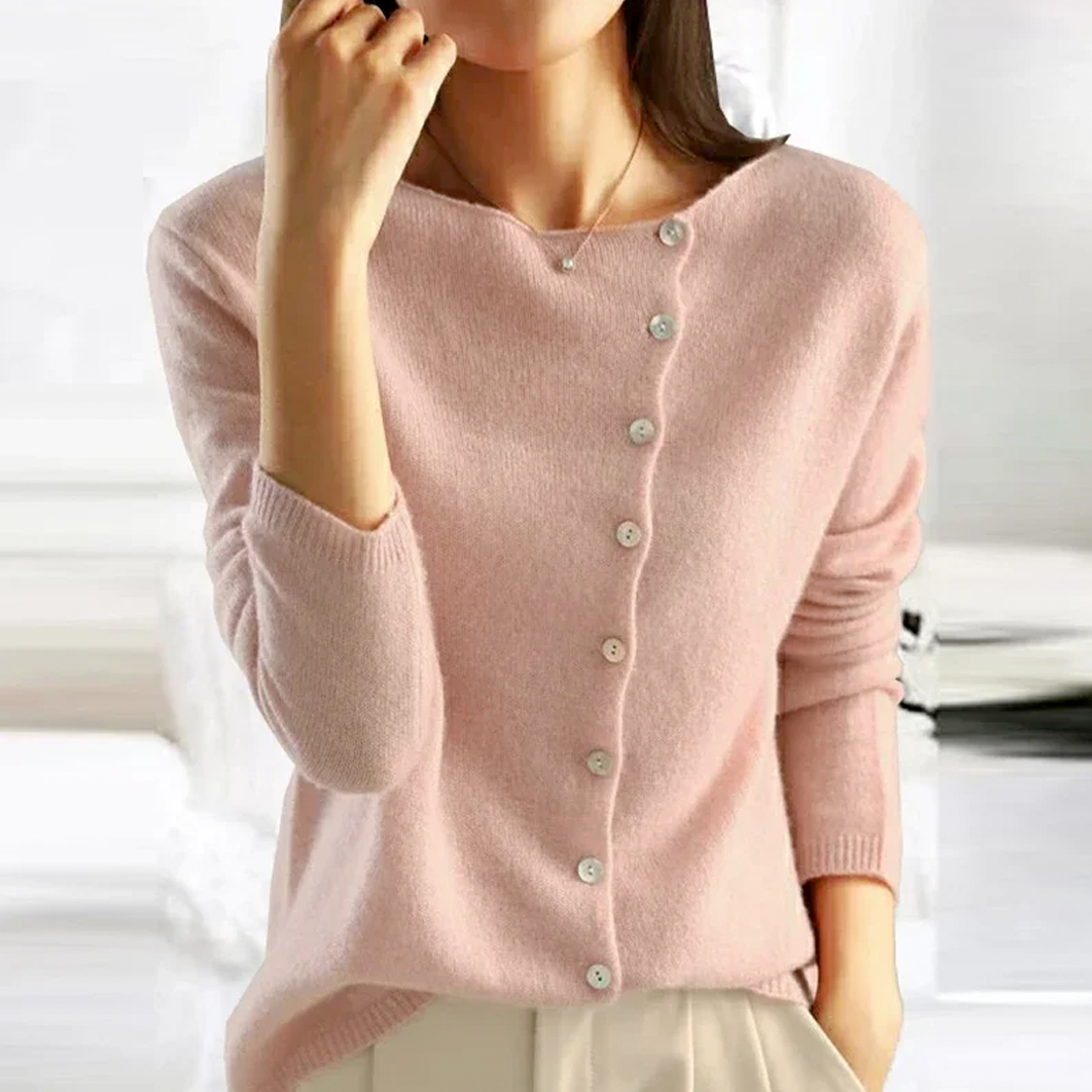 Heather Cardigan Femme – Gilet Élégant en Laine Douce avec Fermeture Latérale Chic