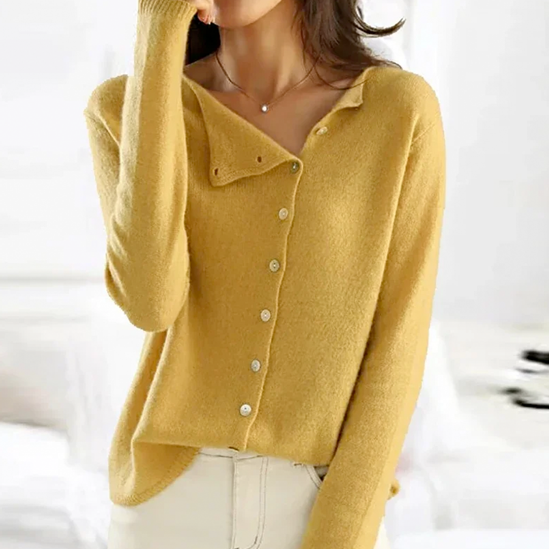 Heather Cardigan Femme – Gilet Élégant en Laine Douce avec Fermeture Latérale Chic