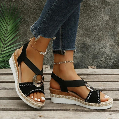 Willow Sandales Compensées Femme – Sandales d'Été Glamour avec Talons Confortables et Look Riviera