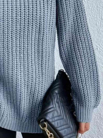 Angela Pull Femme – Pull à Col Roulé Côtelé avec Fente Latérale Chic pour Automne/Hiver Élégant
