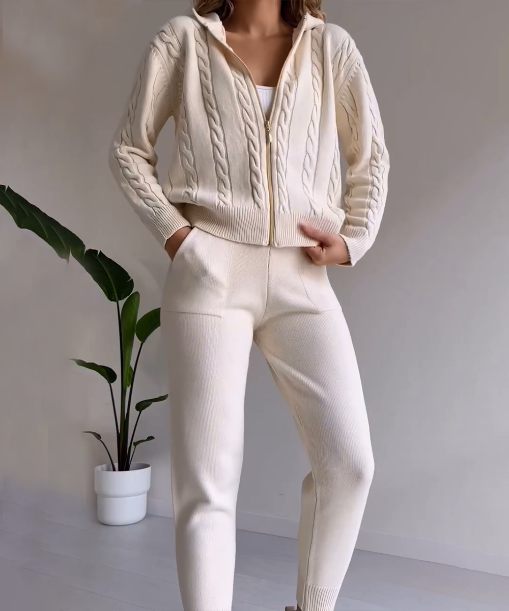 Elodie Ensemble Hiver Femme – Tenue Chaude Deux-Pièces avec Tissu Doux & Style Élégant
