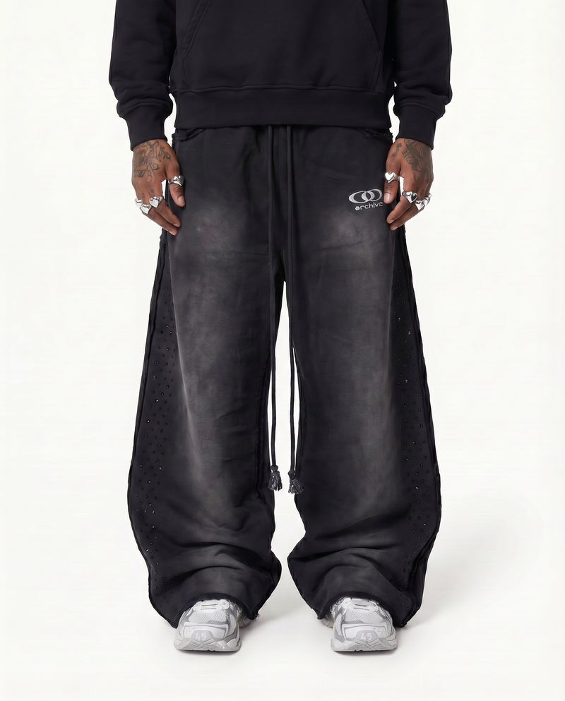 ARCHIVE ONYX RHINESTONE SWEATPANTS - BLACK