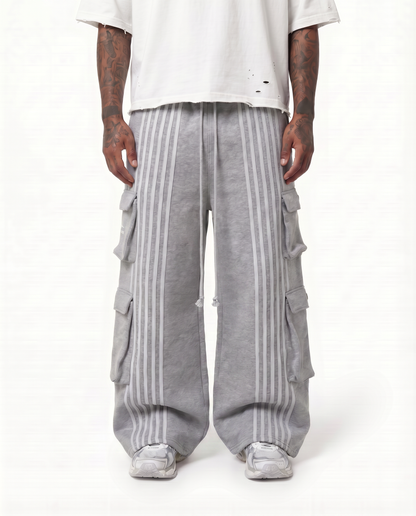 ARCHIVE CARGO STRIPE SWEATPANTS - GRAY
