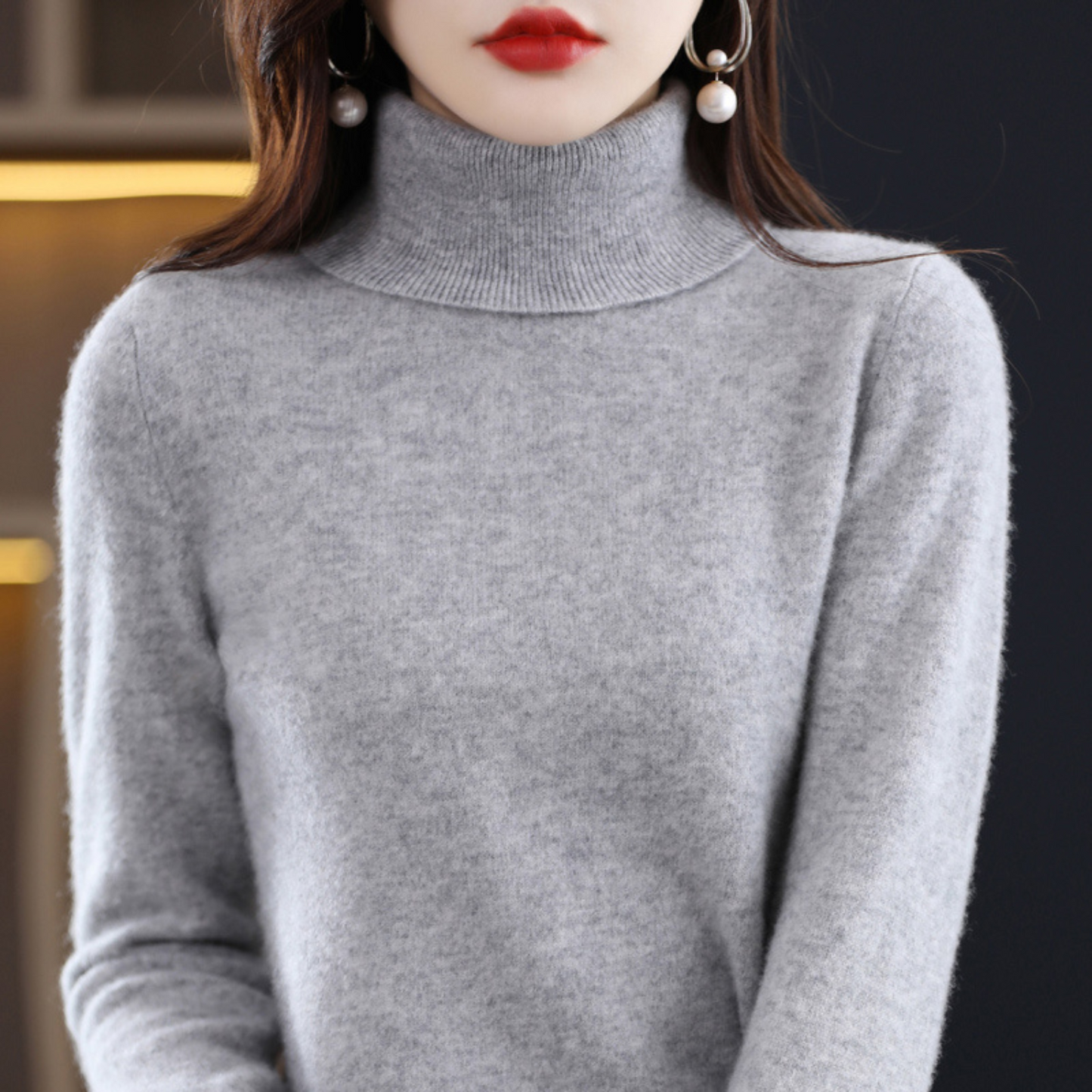 Emmie Women's Cashmere Turtleneck Sweater – Soft Premium Knit Offering Warmth and Light Comfort