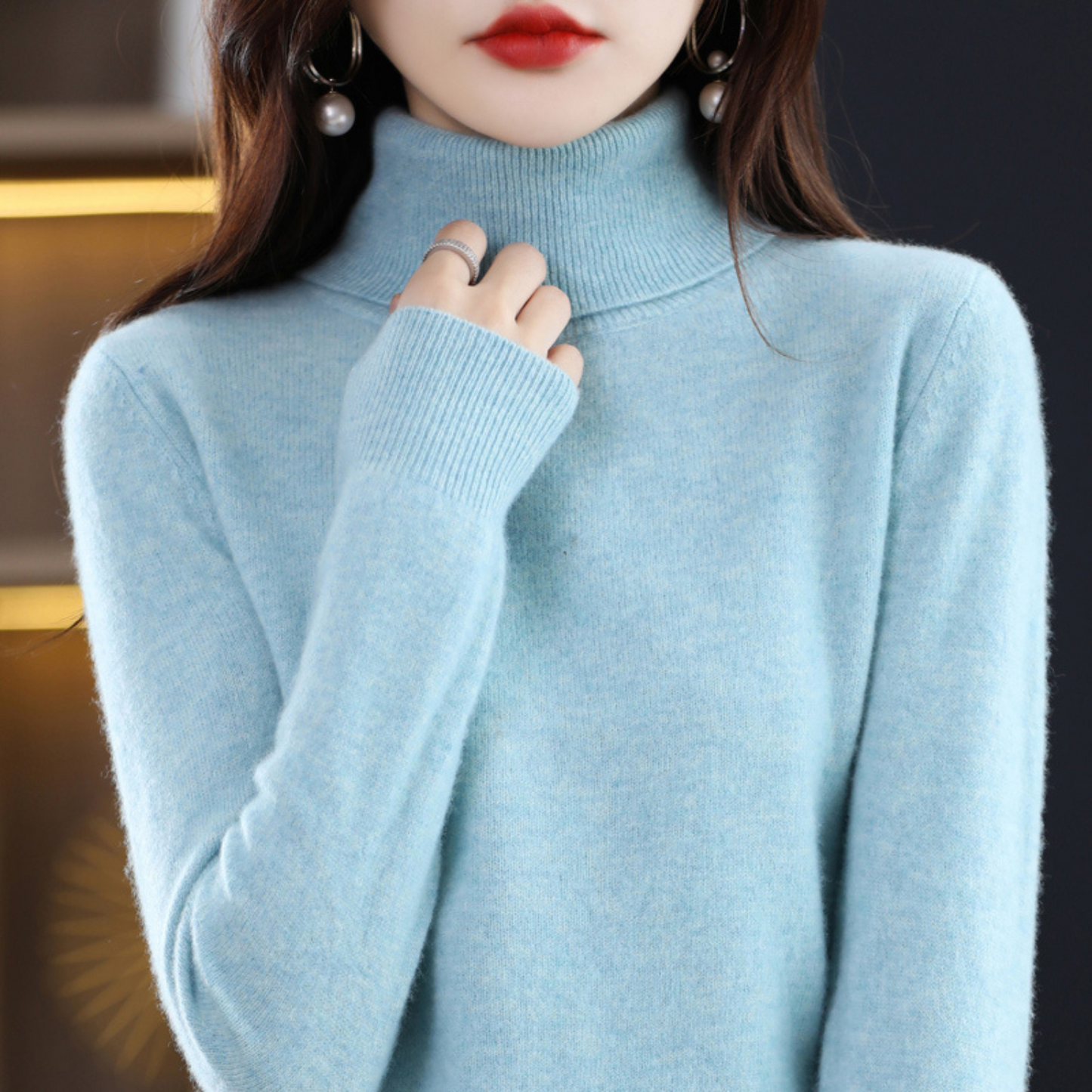 Emmie Women's Cashmere Turtleneck Sweater – Soft Premium Knit Offering Warmth and Light Comfort