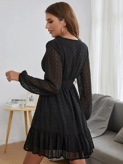 Christy Robe à Pois Femme – Robe Fit & Flare Légère avec Manches Longues et Motif Décontracté