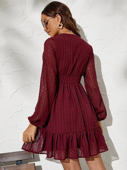 Christy Robe à Pois Femme – Robe Fit & Flare Légère avec Manches Longues et Motif Décontracté