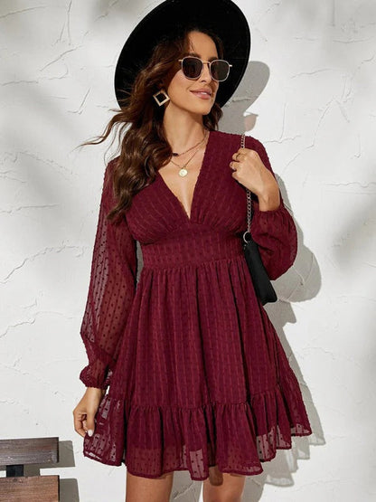 Christy Robe à Pois Femme – Robe Fit & Flare Légère avec Manches Longues et Motif Décontracté