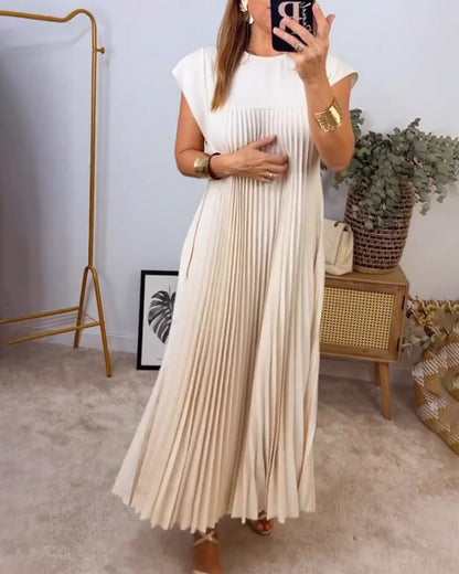 Mariana Robe Midi Femme – Robe Plissée Élégante Sans Manches pour Quotidien & Occasions Spéciales