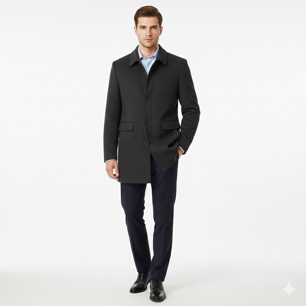 Langford Wool Trench Coat for Men – Tailored Fit & Timeless Elegance