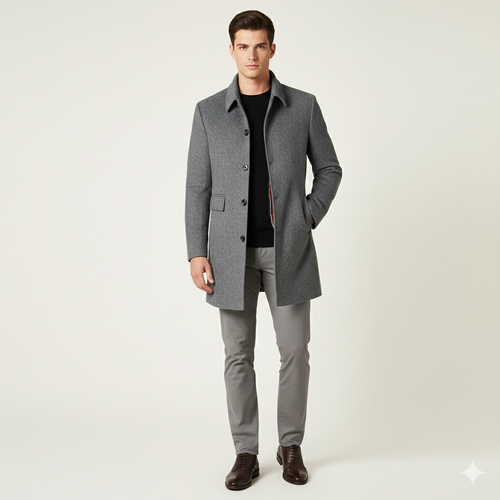 Langford Wool Trench Coat for Men – Tailored Fit & Timeless Elegance