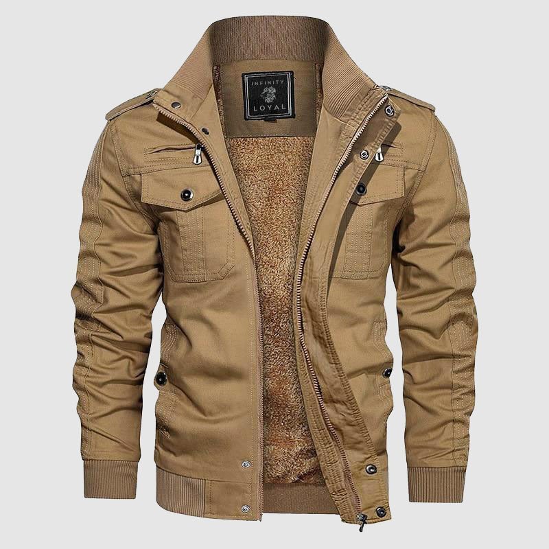 Aiden Men's Aviator Jacket – Warm Pilot Jacket with Fleece Lining & High Collar