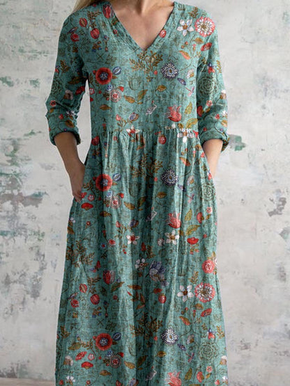 Robe d’Été Femme Calista – Robe Fleurie avec Col en V & Coupe Fluide pour un Look Élégant