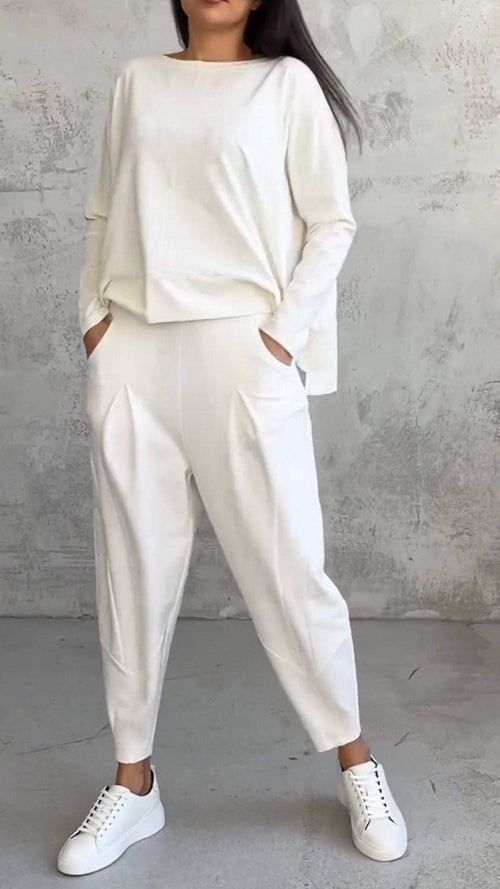 Emilie Ensemble Femme – Tenue à Col Rond en Spandex Confortable et Élégante au Style Moderne