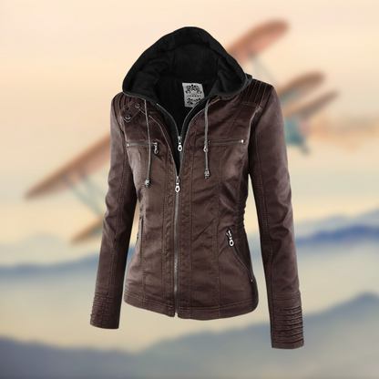 Vivian Veste Femme – En Cuir Souple avec Capuche, Élégante & Polyvalente au Quotidien