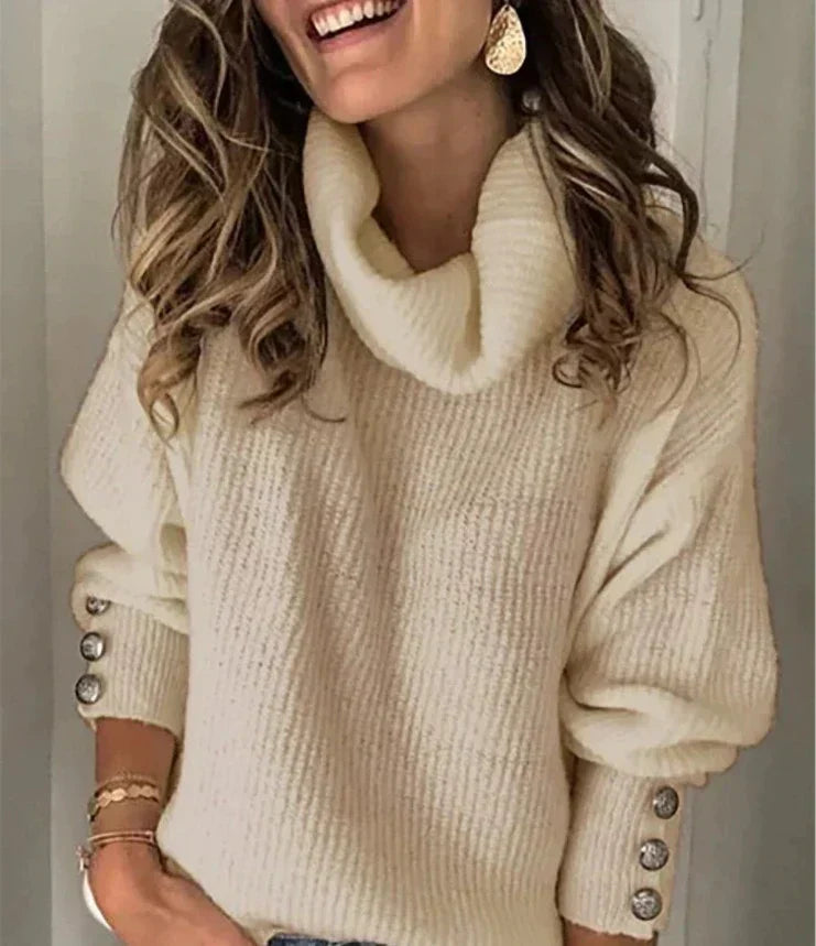 Emma Women's Turtleneck Sweater – Elegant Sweater with Button Details & Comfortable Fit