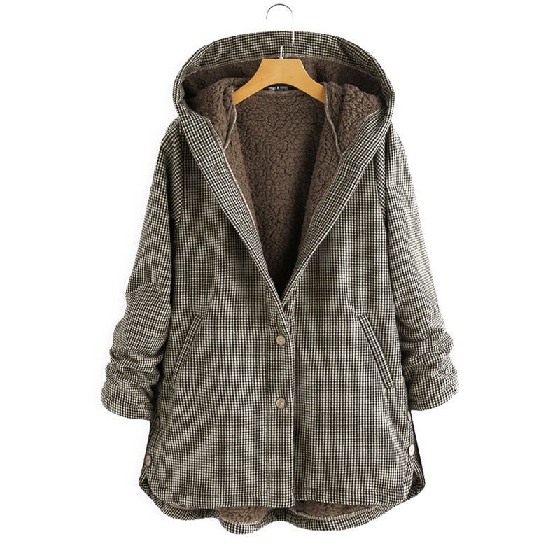 Elowyn Veste Femme Hiver à Capuche – Veste Peluche Oversize Chic & Chaude Plus-Size