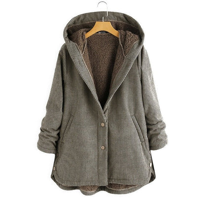 Elowyn Veste Femme Hiver à Capuche – Veste Peluche Oversize Chic & Chaude Plus-Size