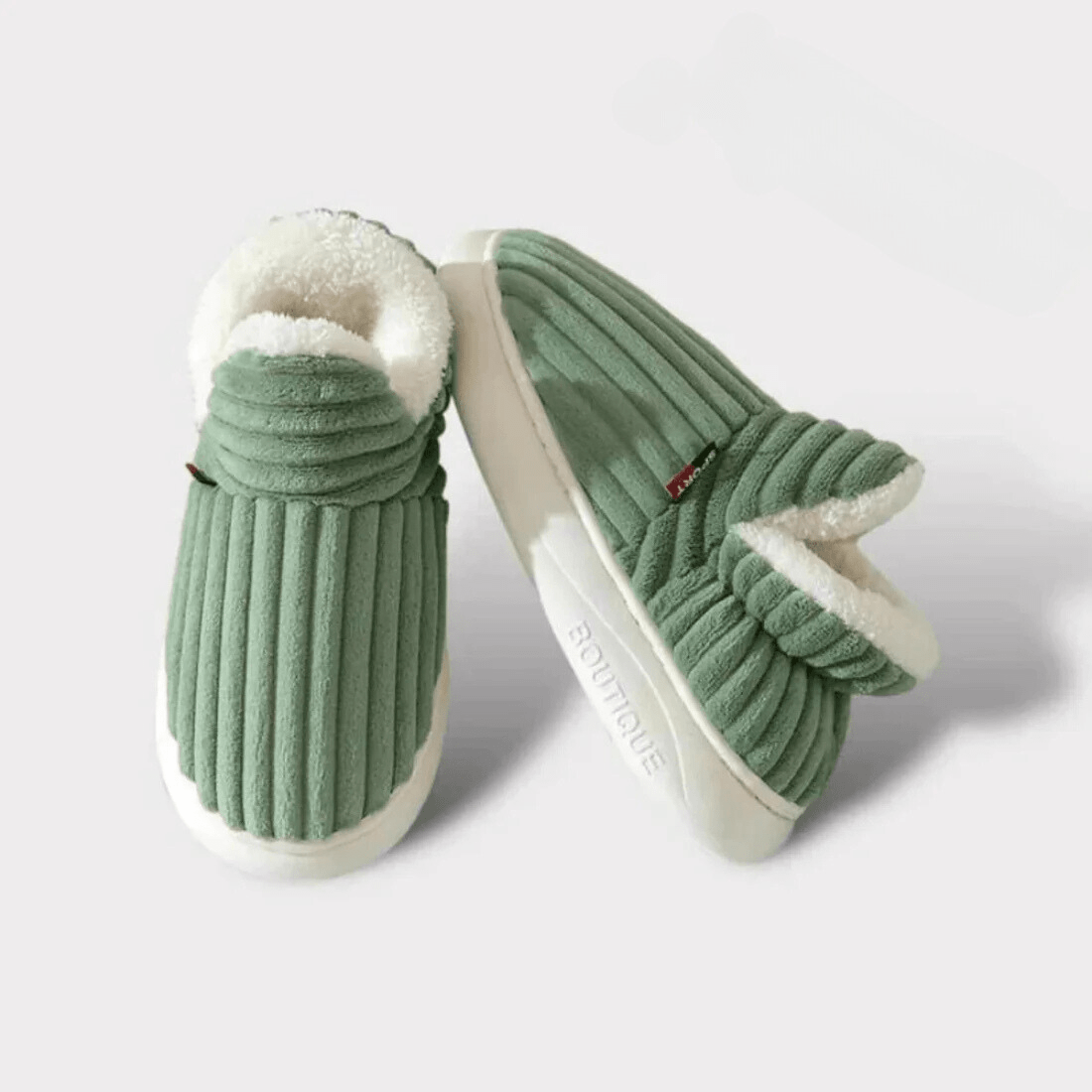 Lily Femme Chaussons – Pantoufles en Velours Côtelé avec Doublure Fourrure & Semelle Antidérapante