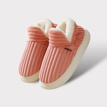 Lily Femme Chaussons – Pantoufles en Velours Côtelé avec Doublure Fourrure & Semelle Antidérapante