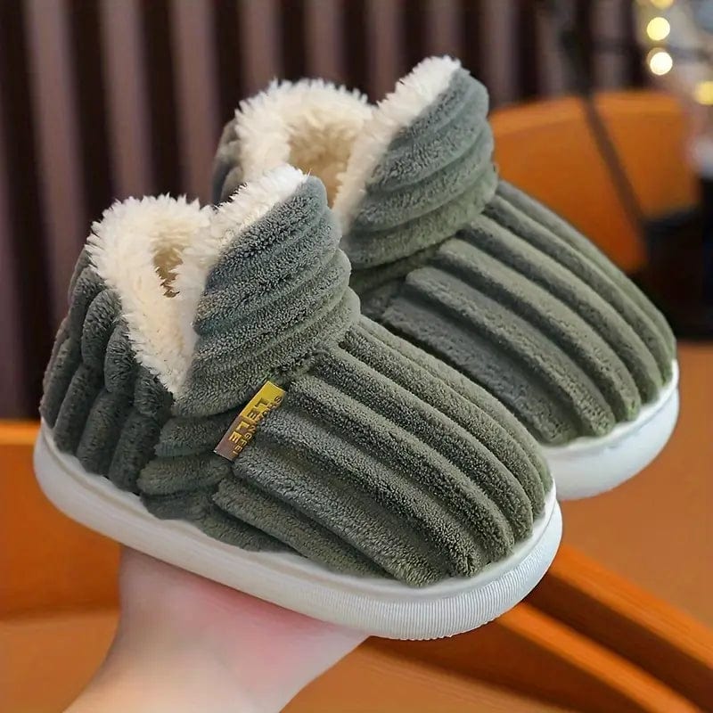 Lily Femme Chaussons – Pantoufles en Velours Côtelé avec Doublure Fourrure & Semelle Antidérapante