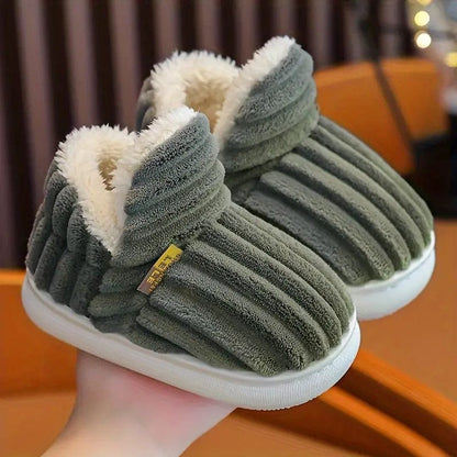 Lily Femme Chaussons – Pantoufles en Velours Côtelé avec Doublure Fourrure & Semelle Antidérapante